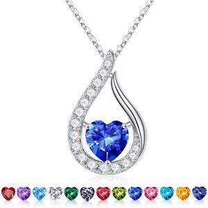 Birthstone Necklaces for Women - S925 Sterling Silver Drop Necklace 0.8 Ct Genui